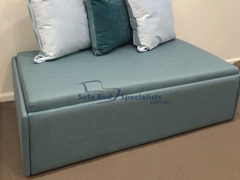 Ottoman Sofa Bed with Timber Slats in Vico Plain Lake