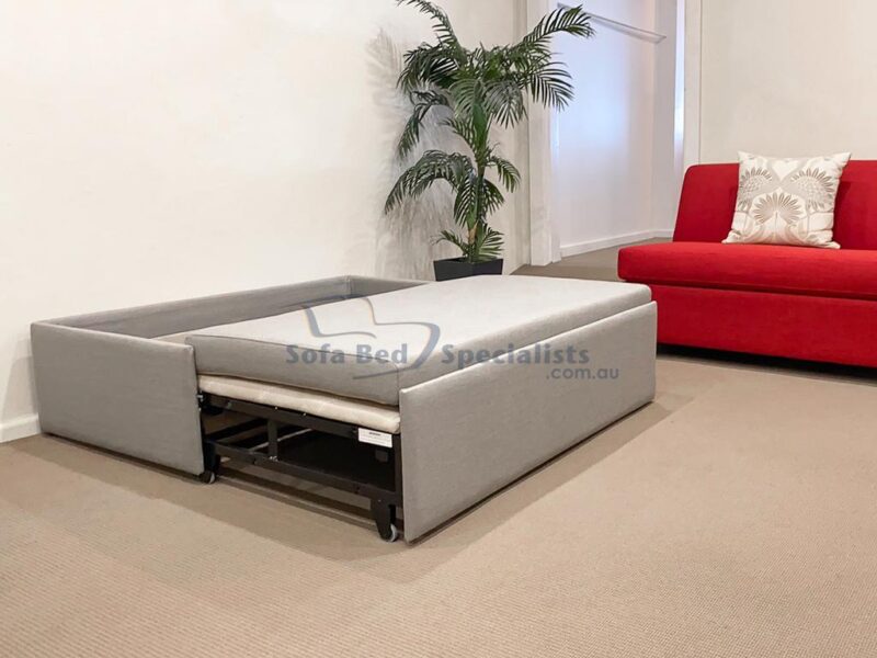 Ottoman with Timber Slats in Loft Silver
