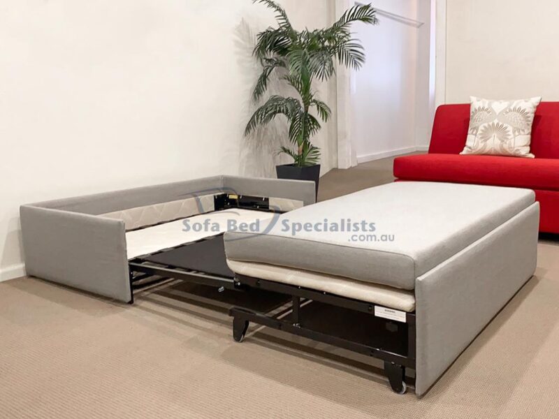 Ottoman with Timber Slats in Loft Silver
