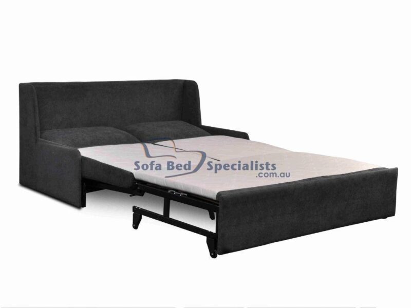 Armless Sofa Bed with Timber Slats in Daze Graphite