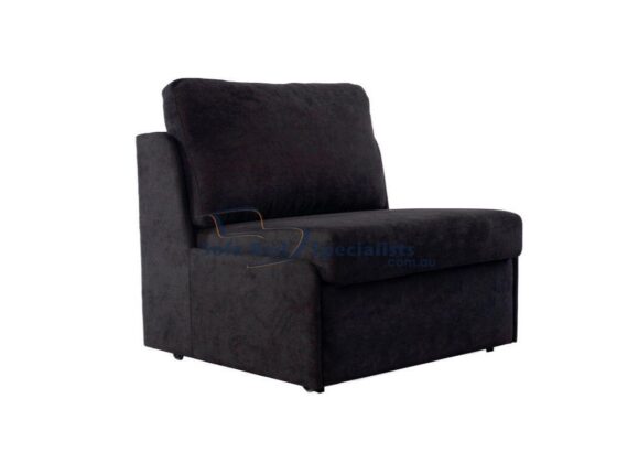 Single Armless Sofa Bed with Timber Slats in Daze Graphite