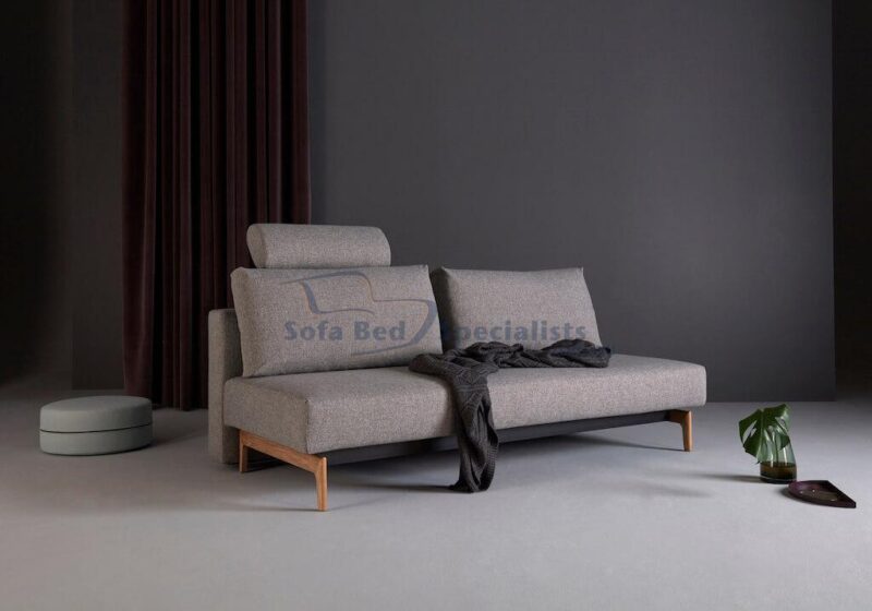 Trym Sleek Sofa Bed in 521 Mixed Grey with head support