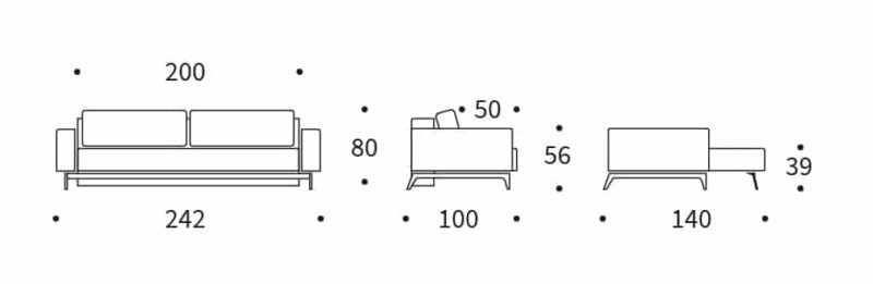 Idun SofaBed Measurements