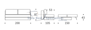 Sydney Storage Sofa Bed measurements