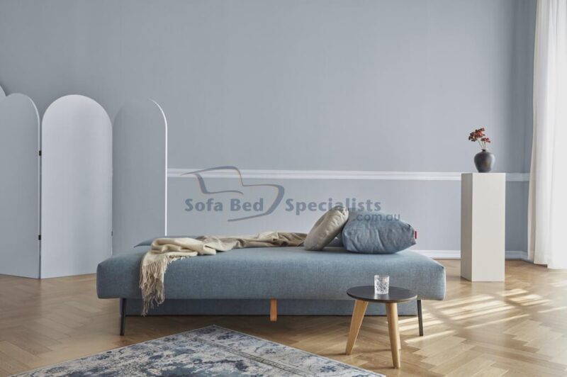 Sydney Storage Queen Size Sofa Bed opened up on timber floors