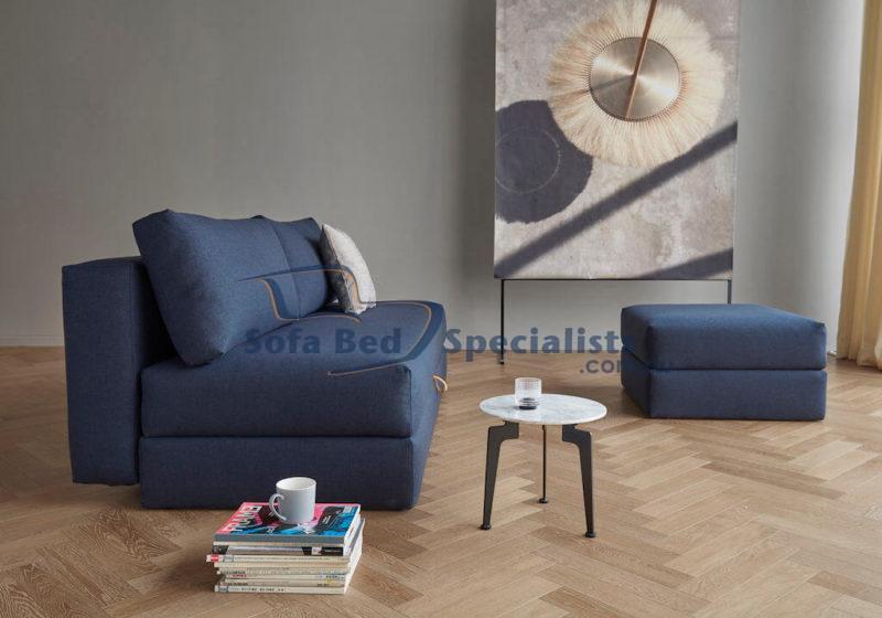 Sydney Storage Sofa Bed with Cornilla Pouf from the side view