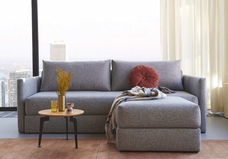 Sydney Storage with Arms Sofa Bed Tripi in 565 Twist Granite