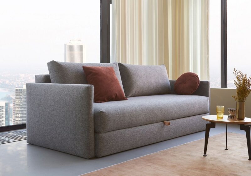 Sydney Storage with Arms Sofa Bed Tripi in 565 Twist Granite