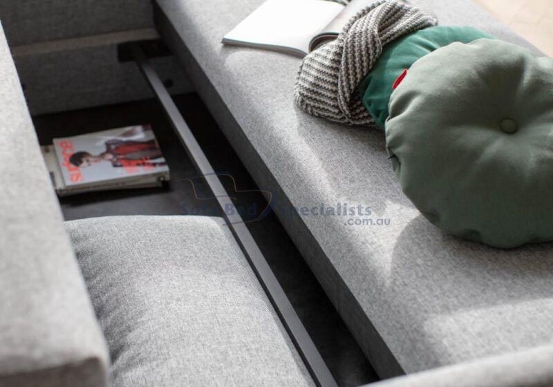 Sydney Storage with Arms Storage Box opened up with cushions stored inside