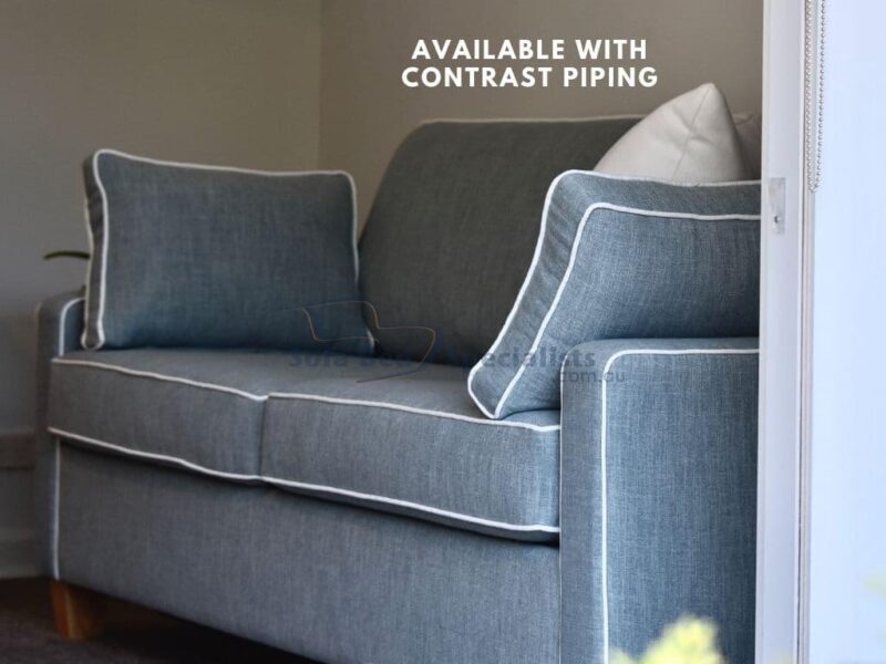 Pyrmont Queen Sofa Bed in Zepel Casual Pool with Contrast Piping in Zepel Casual Angora