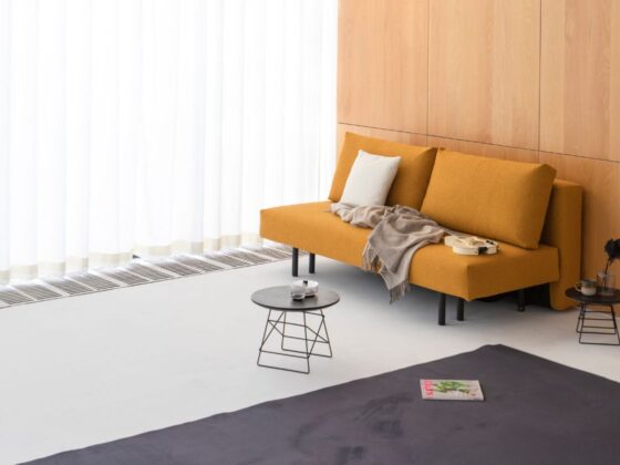 Melbourne Split Sofabed Innovation Living 536 Boucle Ochre e1