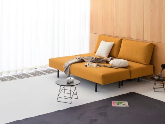 Melbourne Split Sofabed Innovation Living 536 Boucle Ochre e2