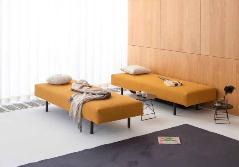 Melbourne Split Sofabed Innovation Living 536 Boucle Ochre e4