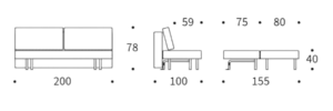 Melbourne split sofabed measurements