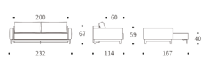 Pyxis DEL sofa bed measurement