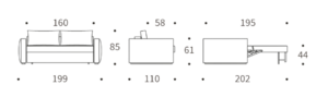 CIty Queen Sofabed Cosial 160 measurements