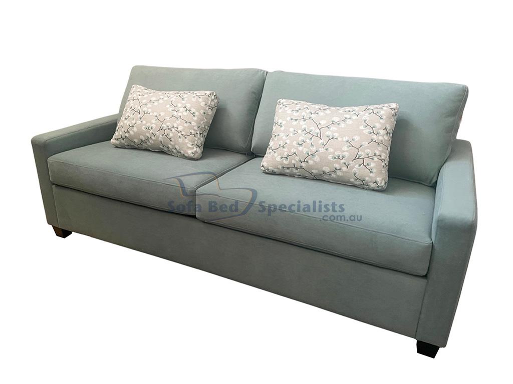 Copy of Pyrmont 3 Seater Queen Sofa Bed Wortley Hugo Seagrass cushions Wortley Crofton Seafoam e3