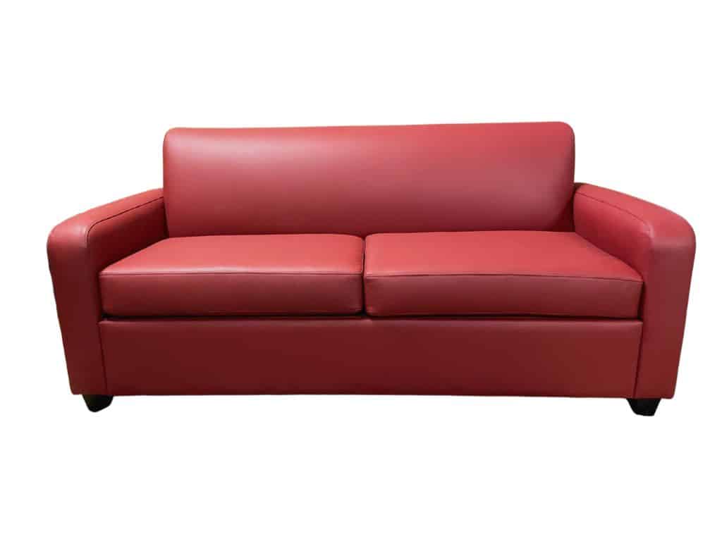 Wortley Tasman Cherry colour on 3 Seater Retro Sofa Bed