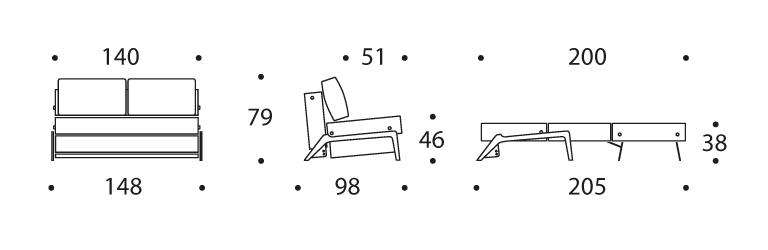 Cubed Double Sofa Bed measurements