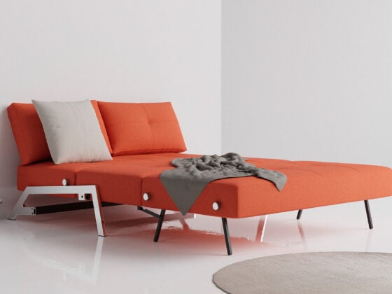 cubed double sofa bed chrome legs open 1