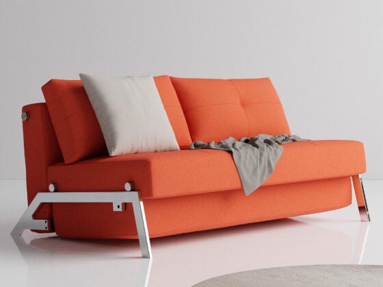 cubed queen sofa bed chrome legs closed 1