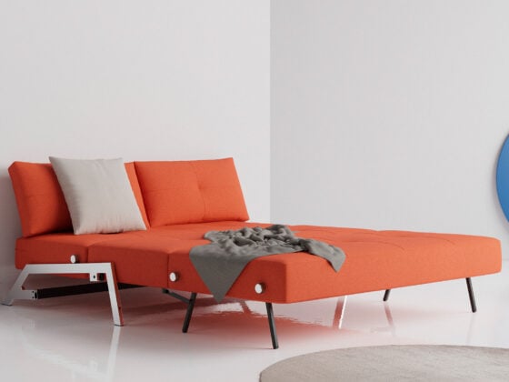 cubed queen sofa bed chrome legs open 1