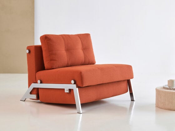 cubed single sofa bed chrome legs closed 1