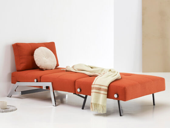 cubed single sofa bed chrome legs open 1